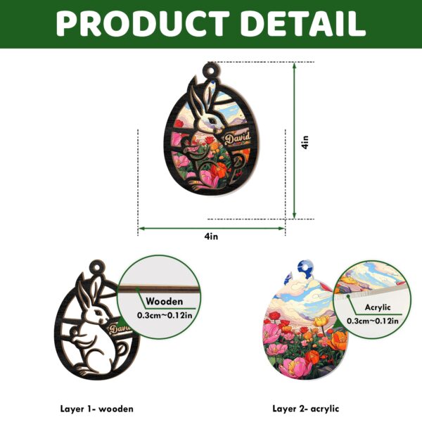 Personalized Eastear Rabbit Suncatcher Ornament, Gift For Eastear Egg Rabbit Suncatcher, Eastear Egg Gift For Family, Window Wall Hanging Home Decor, Car Hanging Interior Rearview - Image 7